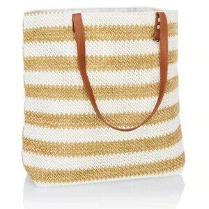 Thirty One - Around Town Tote White Striped Straw